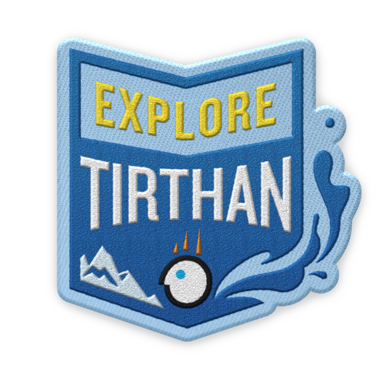 gushing river and still mountains